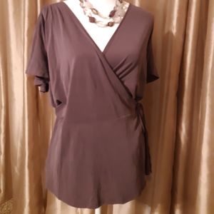 Loft dusky plum wrap shirt
